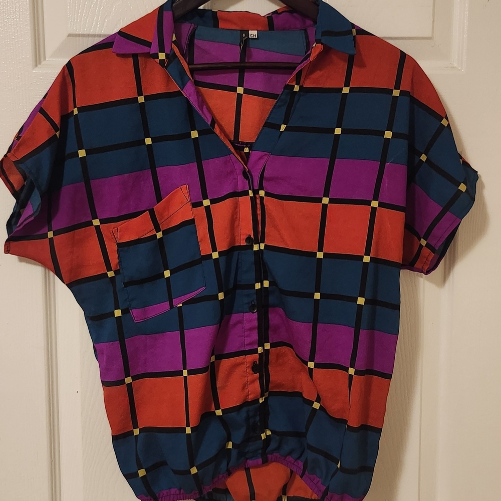 Colorful Plaid Button Down Shirt